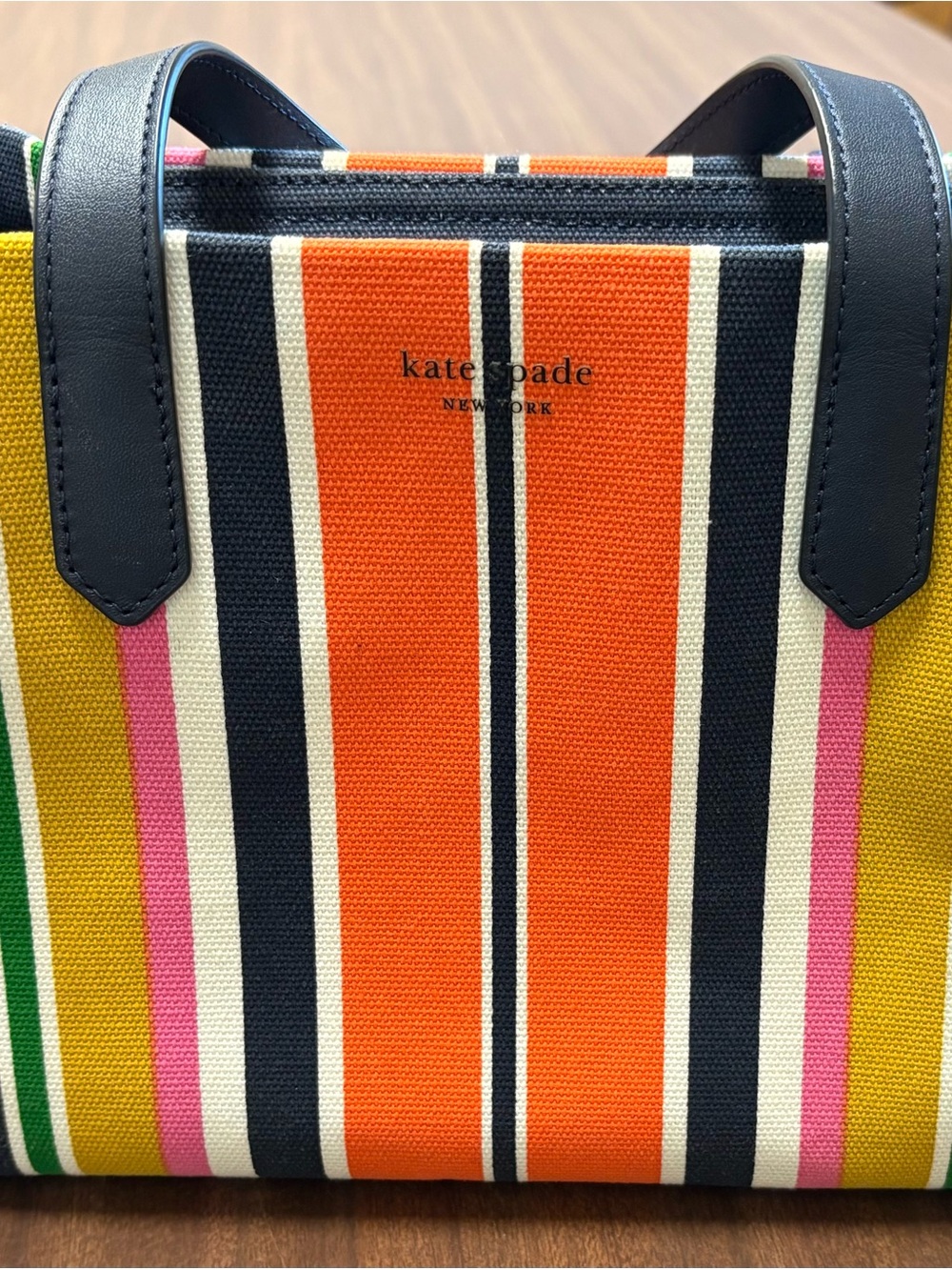 kate spade Striped Canvas Tote in Orange, Navy & Multicolor